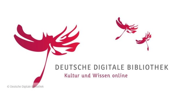 Das in pink gezeichnete Logo der DDB mit der Beschriftung Deutsche Digitale Bibliothek. Kultur und Wissen online