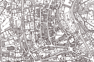 Ausschnitt aus einem schwarzweissen Stadtplan