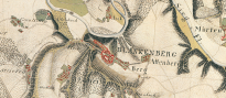 Ausschnitt aus einer historischen Karte gezeichnet im Jahre 1817