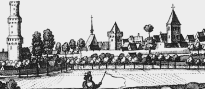 Historisches gezeichnetes Bild einer Stadt