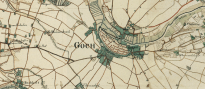 Ausschnitt aus einer historischen Karte gezeichnet im Jahre 1843