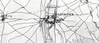 Ausschnitt aus einer historischen Karte gezeichnet im Jahre 1845