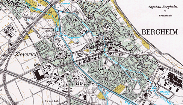 Topographische Karte 1:25.000 Bergheim 1995 (Ausschnitt)