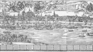 Ausschnitt aus einer historischen Stadtansicht Kölns. Aus dem Jahr 1531 von Anton Woensam