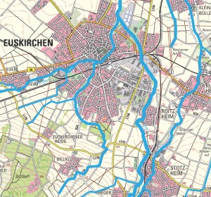 Landkarte, welche die Überschwemmungsgebiete zeigt zur Flutkatastrophe in Euskirchen 2021