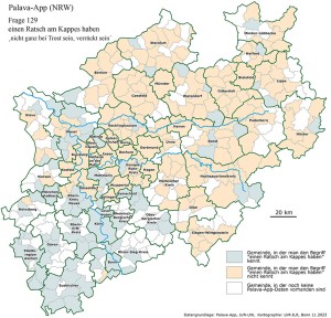 Landkarte, die die Gemeinden darstellt, in denen Daten oder aber keine Daten für die Palava-App vorhanden sind.