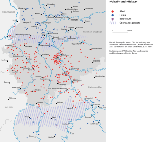 Sprachkarte: Verbreitung von Alaaf und Helau