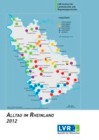 Cover Alltag im Rheinland 2012: Eine Sprachkarte des Rheinlandes auf blauem Hintergrund