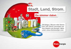 Werbung der Rheinenergie mit dem Slogan "Da simmer dabei"