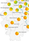 Sprachkarte, die die Verbreitung der Redewendung "einen Ratsch am Kappes haben" im Rheinland zeig